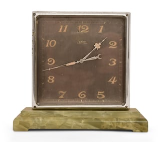 Swiss Onyx & Chrome Two-Sided Desk Clock