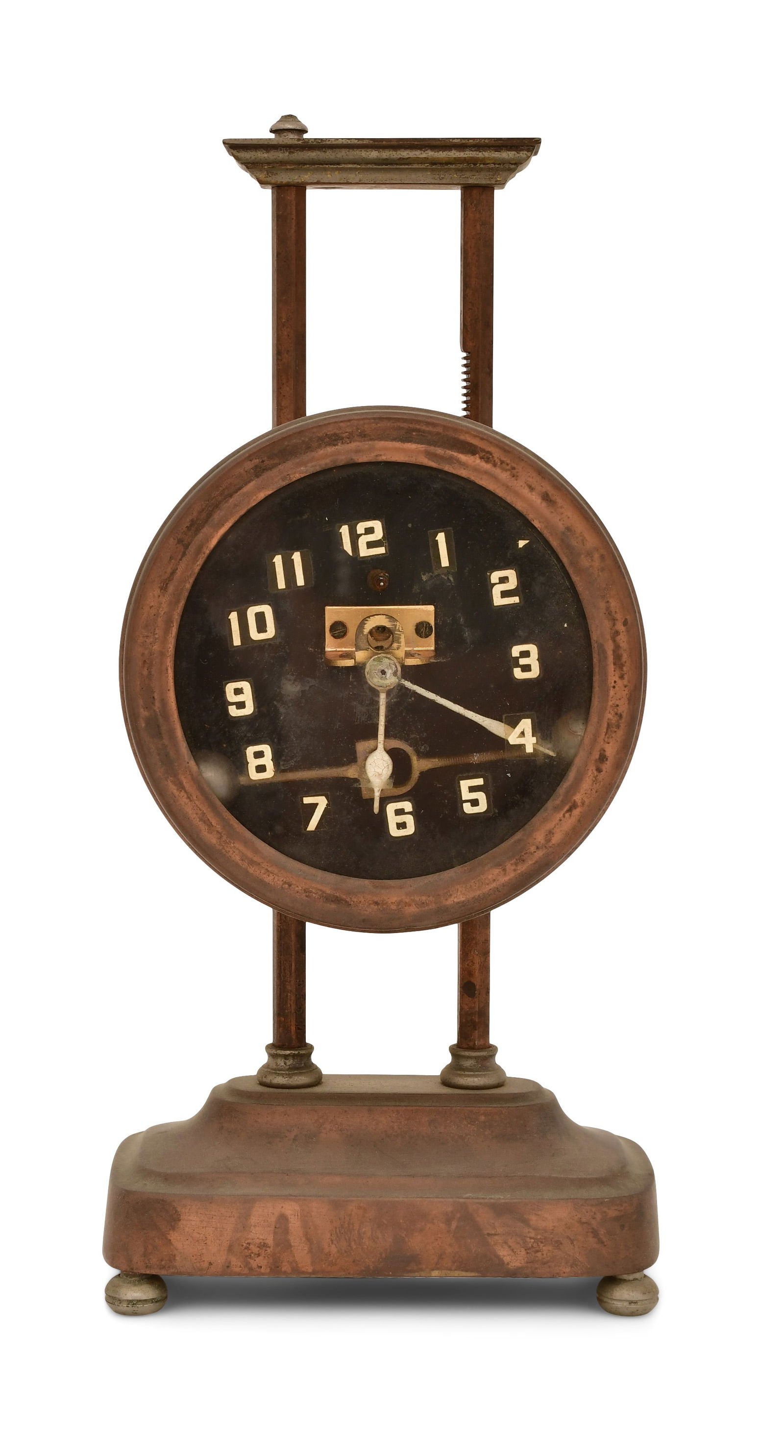 Brass Keyless Gravity Clock, Possibly French (1 of 6)