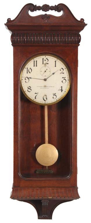 Automatic Electric, Chicago Wall Clock: Automatic Electric, Chicago Wall Clock. 12 in. paper dial with brass bezel, has black Arabic hour numbers, sub seconds dial and blued spade hands, dial signed Automatic Electric Clock Co. Chicago, U.S