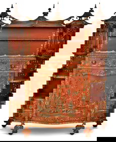 Chinoiserie Carved & Painted Wood Server