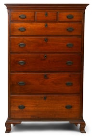 Chippendale Walnut Tall Chest of Drawers