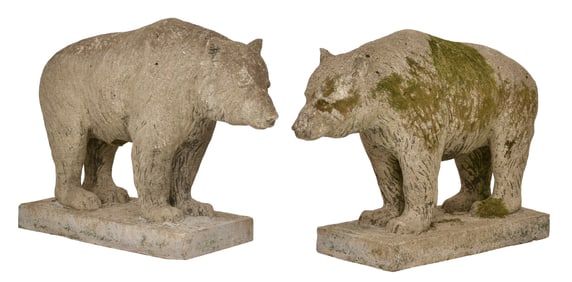 Pair of American Cement Sculptures of Bears