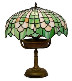 Amboy Works Table Lamp Shade on a G.E. Gilt Metal Fan Base