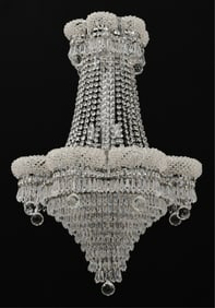 Crystal & Silvered Metal Chandelier
