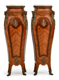 Pair of French Gilt Bronze-Mounted Kingwood Pedestals