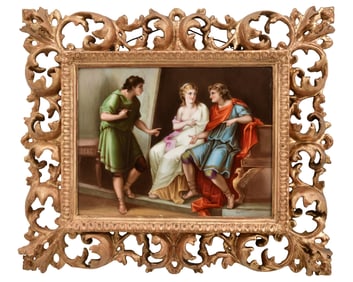 Royal Vienna Hand-Painted Porcelain Plaque, "Augustus and Cleopatra"
