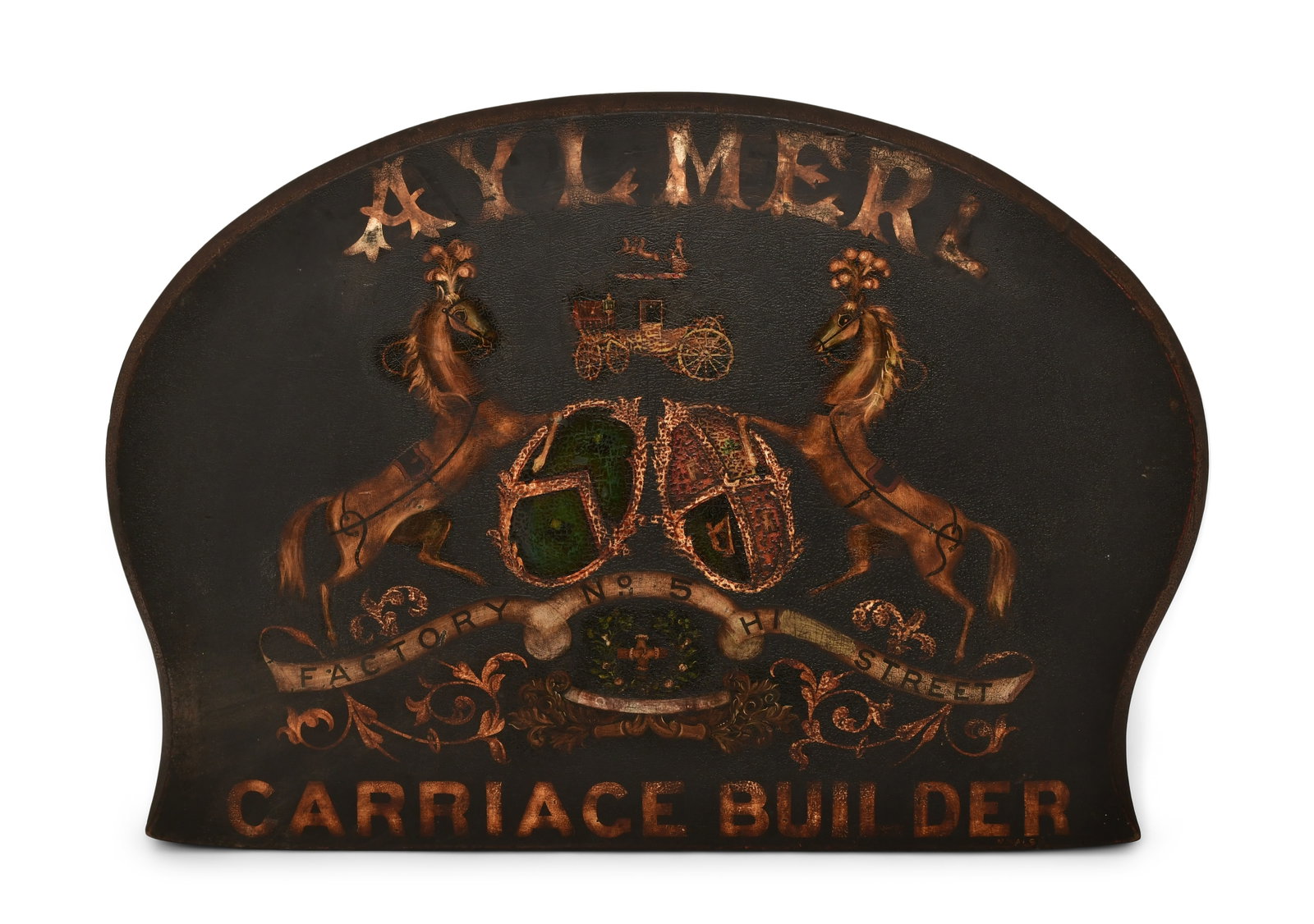 Carriage Builder Wooden Advertising Sign: Carriage Builder Wooden Advertising Sign mid-19th century 23 1/2 x 33 x 1/2 inches