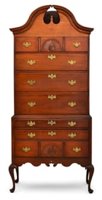 Centennial Chippendale Mahogany Bonnet-Top Highboy