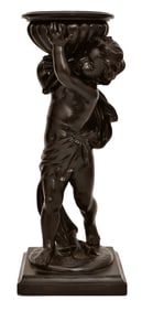 American Carved Wood Putti Pedestal