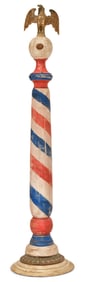 Heywood Bro's & Co. Wooden Barbershop Pole Lamp with Eagle