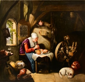 Berlin (KPM) Porcelain Plaque of an Interior Scene