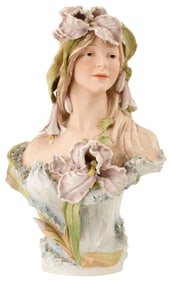 Royal Dux, Bohemia, Porcelain Bust of a Woman