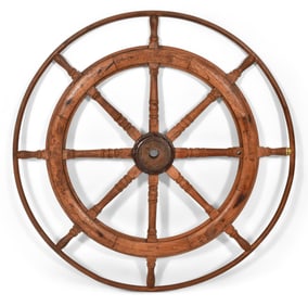 19th Century Wooden Ship's Wheel