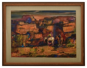 Robert Noel Blair (American, 1912-2002), Southwestern Landscape with Cowboys