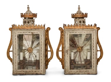 Pair of Painted Toleware Lanterns