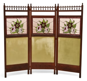 American Eastlake Leaded Glass & Cherry Dressing Screen