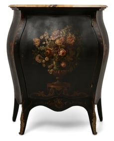 19th Century Painted Wood Bombay Cabinet with Marble Top