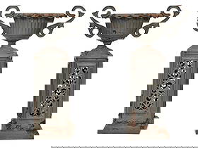 Pair of American Cast Iron Urns: Pair of American Cast Iron Urns19th century32 x 21 x 13 1/2 inches