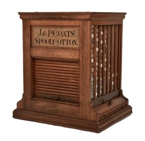 J. & P. Coats Walnut & Glass Spool Cabinet