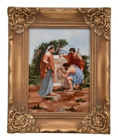 German Hand-Painted Porcelain Plaque of a Classical Scene