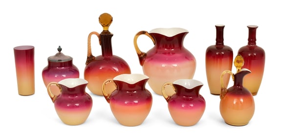 Lot of Wheeling Peachblow Pieces