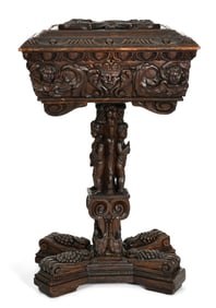 French Carved Oak Tea Caddy