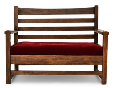 Gustav Stickley (1858-1942), Oak Settle, No. 161