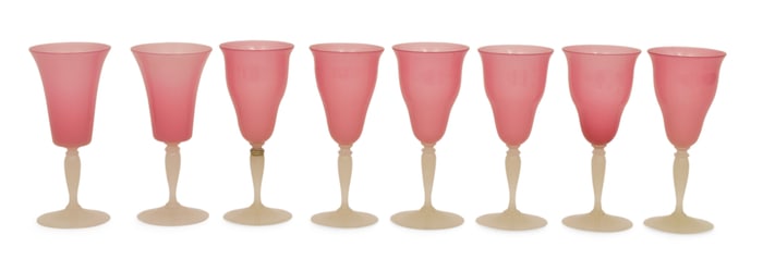 Set of Eight Steuben Glass Goblets