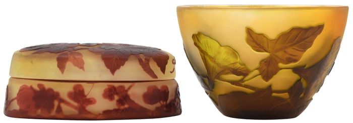 Émile Gallé Cameo Glass Vase & Box