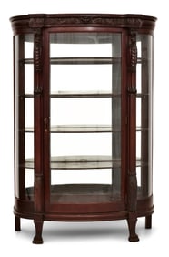 American Carved Mahogany China Cabinet with Winged Griffins