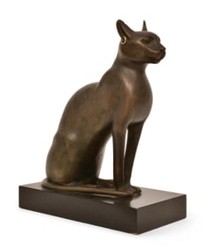 Patinated Bronze Sculpture of an Egyptian Cat