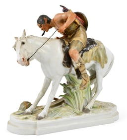 Meissen Porcelain Grouping, "Hun On Horseback"