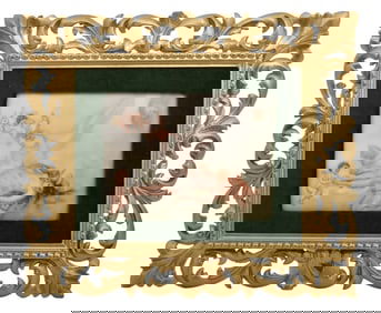 Limoges Porcelain Plaque of a Nude Woman & Cherubs