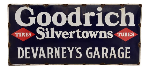Goodrich Silvertowns Tires & Tubes Enameled Metal Sign