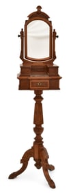 American Victorian Walnut Shaving Stand with Marble Top