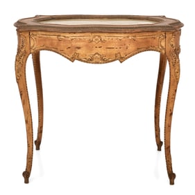 French Louis XV-Style Giltwood Table with Onyx Top