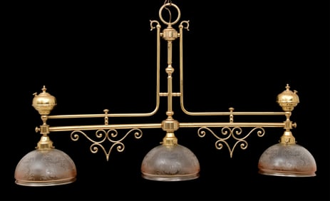 American Brass & Glass Three-Light Ceiling Fixture