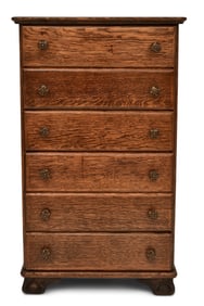 American Oak Six-Drawer Cylinder Roll Cabinet