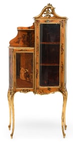 French Polychrome-Painted Wood Curio Cabinet
