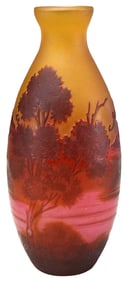 Émile Gallé Cameo Glass Landscape Vase