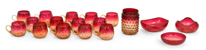 Lot of Amberina Glass Pieces