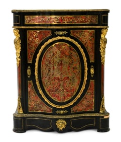 French Gilt Bronze-Mounted, Brass-Inlaid & Ebonised "Boulle" Marquetry Cabinet