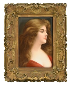 German Porcelain Plaque of a Woman
