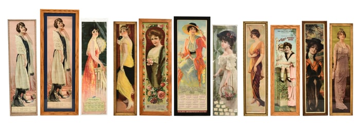 Lot of Eleven American "Yard Long" Prints & Calendars