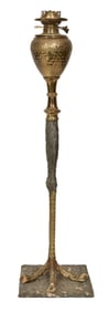 American Aesthetic Movement Brass Ostrich Leg-Form Lamp