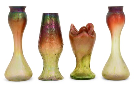 Lot of Four Austrian Art Glass Vases