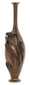 Japanese Patinated Bronze Floral Vase