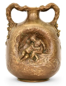 Henri Louis Levasseur (French, 1853-1934), Bronze Two-Handled Figural Vase