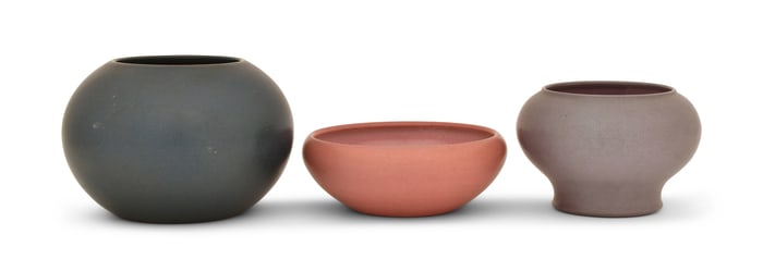 Two Marblehead Pottery Vases and a Bowl