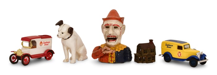 Lot of Six Cast Iron Banks